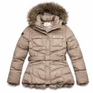Triple F.A.T. Goose Down Puffer Utility Jacket Fur Hood Belted Ski Coat Women